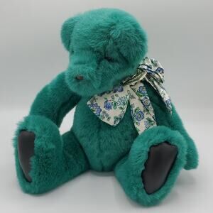 Gund x Victoria's Secret Vintage Plush Teal Green Stuffed Teddy Bear Sitting 11"